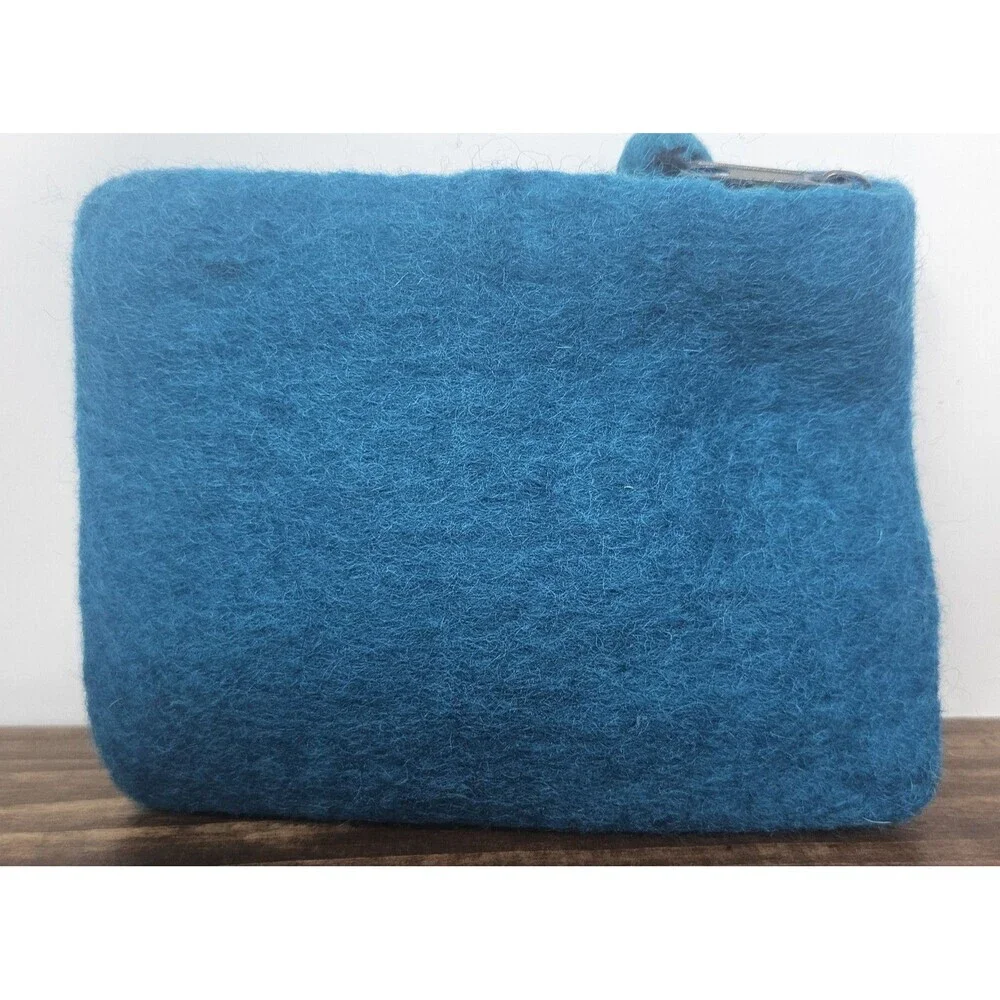 Felted Wool Owl On Branch Zippered Multicolor Coin Pouch Bag Nepal New 6"x4.5" - Picture 2 of 8